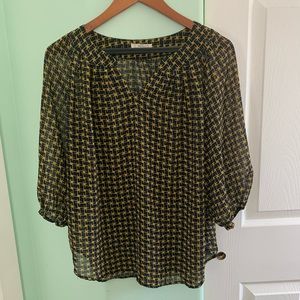 Blacks and yellow sheer blouse